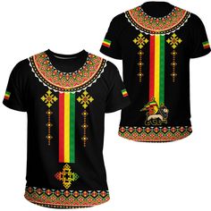 Ethiopia Lion Style Pattern T-shirt Casual Black Sublimation Printed Design, Casual Black Sublimation Design Shirt, Black Cotton T-shirt With Digital Print, Black Crew Neck T-shirt With Digital Print, Casual Black Sublimation Design With All Over Print, Short Sleeve Digital Print T-shirt For Streetwear, Streetwear Short Sleeve T-shirt With Digital Print, Black Printed Crew Neck Top, Black Short Sleeve Printed T-shirt