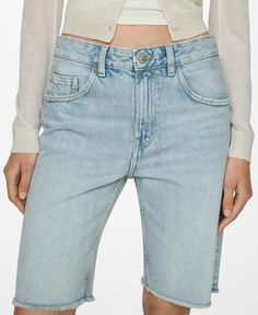 in stock Straight Fit Denim, Bermuda Shorts, Top Brands, Mango, Buy Online, Light Blue, Luxury Fashion, Blue