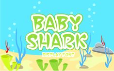 baby shark display font with underwater background