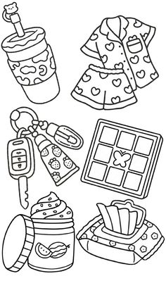 coloring pages for kids with different things to color on the page, including clothes and other items