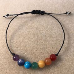 Minimalist Macrame, Adjustable String Bracelet, 7 Chakra Bracelet, Dream Nursery, Norfolk Va, Bracelet Mens, 7 Chakra, Chakra Bracelet, Stone Pattern