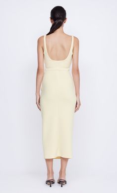 Cut from our signature bonded crepe fabric, the BEC + BRIDGE Karina Midi Dress is a classic style. The midi dress features a square neckline and side tuck detailing, creating a flattering silhouette. Bec Bridge, Butter Yellow, Prom Dress Shopping, New Pant, Brides And Bridesmaids, Crepe Fabric, Guest Dresses, Square Neckline, Long Tops