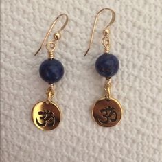 Lapis  Gemstone Ohm Symbol Earrings Adjustable Pierced Silver-plated Jewelry, Nickel-free Gold Jewelry With Silver Plated Wire, Adjustable Pierced Silver Plated Wire Jewelry, Gold Silver-plated Wire Earrings As Gift, Gold Silver-plated Wire Earrings For Gift, Gold Silver-plated Earrings As Gift, Gold Silver-plated Earrings For Gifts, Gold Lapis Lazuli Nickel-free Earrings, Nickel-free Gold Lapis Lazuli Earrings