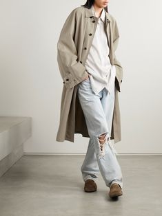 THE ROW Flemming washed-cotton trench coat | NET-A-PORTER Classic Trench Coat, Sports Suit, Dress Trousers, Wide Sleeves, Clothes Collection, Everyday Wardrobe, Swimwear Tops, Summer Wardrobe