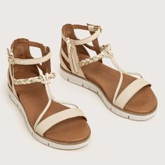 Whitty - Ivory Spring Leather Sandals With Strap Detailing, Leather Sandals With Strap Detailing For Spring, Summer Open Toe Sandals With Strap Detailing, Waterproof Slippers, Unique Styling, Water Shoes, Kids Sneakers, Metallic Leather, Mens Shoes Sneakers