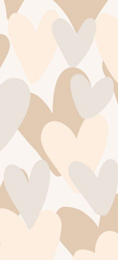 many hearts are arranged in the shape of heart shapes on a white background with light pink and beige colors