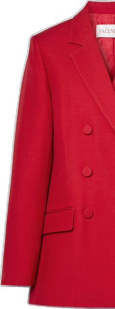 Crepe Blazer, Red Blazer, Red Wool, Shoulder Pads, Valentino Garavani, Women Collection, Double Breasted, Luxury Design, Color Design