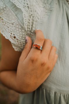 Shop our collection of real gemstone rings, necklaces, earrings and bracelets! From big Indian rings, to stunning bangles, we have it all! Featured here is the Rise Ring. Beautiful and intricate. This Rise ring is made up of mainly coral bead work Coral Beads, Fall Shopping