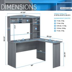 an image of a desk with measurements for it