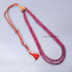 "Product Details :  ITEM : 2 Layers Natural Ruby Beaded Necklace Item Code : DGC7174 Gemstone Name :  RUBY Chain Style : BEADED Beads Shape : Smooth Rondelle Beads Size : 3.5-7 mm Approx. Length : 18\"-19\" Inch Approx. Weight : 261 Cts. Approx. Customization : **Available** Please Feel Free To Contact If You Have Any Query." Ruby Chain, Beaded Beads, Ruby Beads, Gemstone Beaded Necklace, Leaf Jewelry, Ruby Gemstone, Natural Ruby, Beads Necklace, Chain Styles