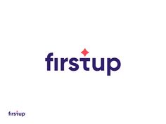 the firstup logo is shown in purple and red, with an arrow pointing up to it