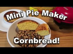 mini pie maker cornbread and beans in a bowl