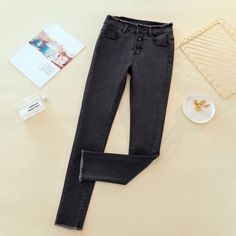 Celana Fashion, Jeans Female, Velvet Fringe, Fringe Jeans, Pants Korean, Womens Black Pants, Women Trousers, Pencil Pants, Womens Jeans