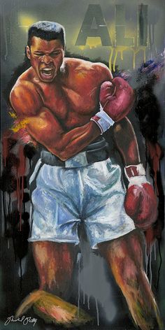 a painting of a man with boxing gloves