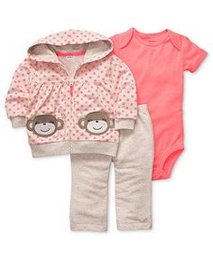 Carter's Baby Set, Baby Girls 3-Piece Cardigan, Bodysuit and Pants Baby Niece, Unisex Clothes, Baby Set