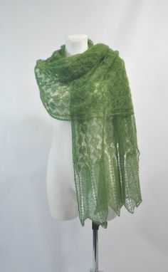 The forest veil green hand knitted lace shawl by aboutCRAFTS Green Hand Knitted Shawl For Winter, Elegant Green Shawl For Wedding, Elegant Green Wedding Shawl, Green Bohemian Shawl Wrap, Green Crochet Shawl For Winter, Elegant Green Scarf For Winter, Elegant Green Winter Scarves, Elegant Green Winter Scarf, Green Bohemian Shawl For Wedding