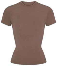 a women's brown t - shirt with short sleeves