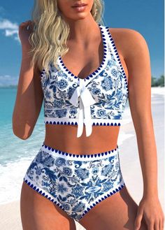 Color:Blue;Size:S;Size:M;Size:L;Size:XL;Size:XXL;Bra Style:Padded;Support:Wire Free;Pad Style:Removable;Strap Style:Adjustable;Package Contents:1 X Tankini Top , Without Bottom;Occasion:Sport;Style:Tribal; Blue Bathing Suit, Mode Tips, Cute Swimsuits, Short En Jean, Beach Wears, Swim Dress, Swim Suit, Swimwear Tops, Clothing Women