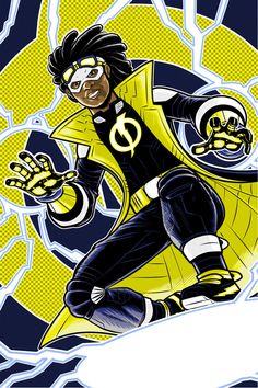 a drawing of a person on a snowboard in front of a yellow and blue background