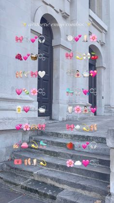 the steps are decorated with hearts and other decorations