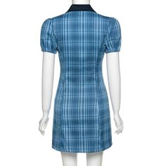 Season: SummerSize: S,M,LColor: BlueSleeves: Short SleeveNeck: V NeckStyle: Sexy,OLPattern Type: PlaidDress Length: Above Knee LengthOccasion: DailyFabric: PolyesterPackage Contents: 1* Dress, without Accessories Short Dress Tight, Dress Tight, Plaid Shorts, Plaid Dress, Above Knee, Short Dress, Dress Length, Knee Length, Short Dresses