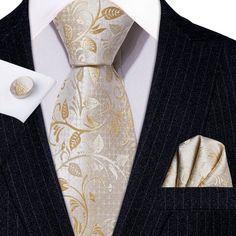 Brand: Barry Wang Material: 100% Silk What You Get: Same design Tie, Pocket Square &... Wedding Planning List, Champagne Tie, Planning List, Pocket Square Size, Tie Fashion, Gold Tie, Tailored Suit, Plaid Shirts, Groom Outfit