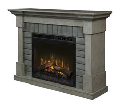 an image of a fireplace that is in the shape of a mantel with fire