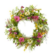 a wreath with flowers and greenery on it