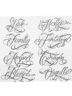 some type of calligraphy that is in the shape of letters with different lettering styles