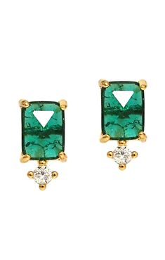 Emerald stone earrings with cz drop Green Gemstone Accented Earrings For Party, Green Gemstone Accent Earrings For Party, Green Gemstone Accented Earrings For Anniversary, Green Stud Earrings, Emerald Stone, Rock Crystal, Cz Stone, Stone Earrings, Colored Glass