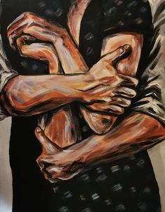 a painting of two hands holding each other