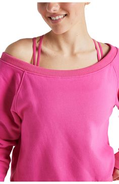 Perhaps the most versatile piece in this collection, our Off Shoulder Sweatshirt is perfectly slouchy. Featuring a wide scoop neck, this sweatshirt is begging to give you a cold shoulder Lightly brushed cotton fleece Off the shoulder style Ribbed Waistband and Cuffs Pink Yarrow, Off Shoulder Sweatshirt, Lounge Style, Pink Sweatshirt, Brushed Cotton, Cotton Fleece, Cold Shoulder, Off The Shoulder, Off Shoulder