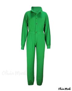 Olivia Mark - Long Sleeve Button Up Jumpsuit Button Up Jumpsuit, Olivia Mark, Button Up, Jumpsuit, Long Sleeve, Manche