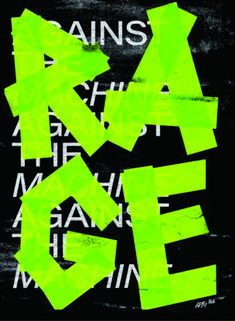 a poster with green letters and black background