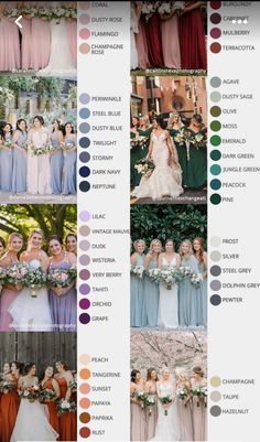 the color scheme for different bridesmaid dresses