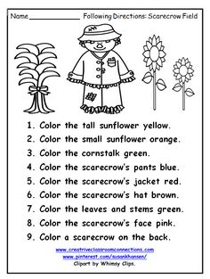 a worksheet with the words and pictures for children to color