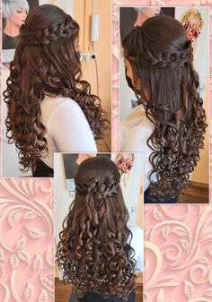 Hairstyle Hoco, Membentuk Alis, Curls For Long Hair, Quinceanera Hairstyles, Hoco Hair Ideas Medium, Quince Hairstyles, Updo Hairstyle, Long Hair Wedding Styles, Prom Hairstyles For Long Hair