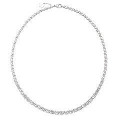 Dazzling Silver Single Strand Jewelry, Silver Cubic Zirconia Single Strand Tennis Necklace, Silver Single Strand Cubic Zirconia Tennis Necklace, Silver Sterling Single Strand Tennis Necklace, Elegant Sterling Silver Tennis Necklace For Anniversary, Silver Single Strand Diamond Jewelry, Silver Diamond Single Strand Jewelry, Elegant Sterling Silver Tennis Necklace, Sterling Silver Brilliant Cut Tennis Necklace For Anniversary