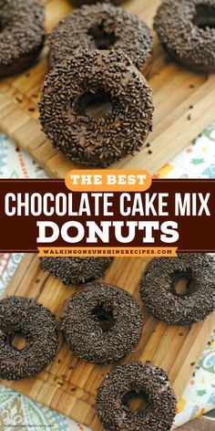 These baked chocolate cake mix donuts are coated in a rich, decadent frosting and topped with sprinkles, they're surprisingly easy to make. Easy Cake Mix Desserts, Vegetarian Chocolate Cake, Cake Mix Donuts, The Best Chocolate Cake, Chocolate Glazed Donuts, Holiday Baking Recipes, Recipes With Few Ingredients, Easy To Make Desserts, Mix Recipes