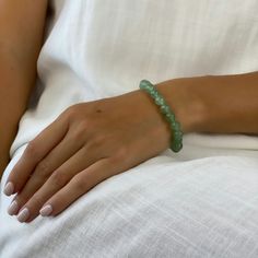 Green Aventurine Bracelet 8MM - Real Aventurine Bracelet Elegant Aventurine Beaded Bracelets For Healing, Green Jade Stretch Bracelet For Meditation, Adjustable Green Aventurine Crystal Bracelet, Green Aventurine Stretch Bracelet With Natural Stones, Green Aventurine Crystal Bracelet With Natural Stones, Adjustable Aventurine Beaded Bracelets, Green Aventurine Stretch Bracelet Gift, Green Aventurine Round Beads Bracelet, Green Amazonite Bracelet With 8mm Beads