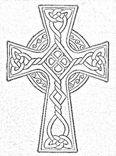 a celtic cross is shown in black and white