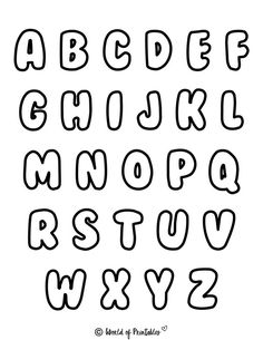 the alphabet is drawn in black and white, with letters on each letter to spell it