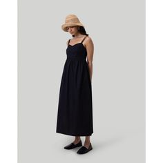 Embrace the summer feeling with our Strappy Gathered Midi Dress! . Its flowing, elegant silhouette is perfect for day-to-night wear. Crafted with a fitted bodice and flared waist for that perfect fit, this dress offers double adjustable straps and convenient side pockets for versatility and practicality. With its elasticated back and classic timelessnes, this midi dress radiates elegance and is a must-have addition to your wardrobe. Front Twist Dress, Fitted Knee Length Dress, Strappy Maxi Dress, Twisted Dress, Midi Dress Black, Mini Skater Dress, Tiered Midi Dress, Night Wear, Midi Short Sleeve Dress