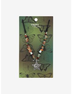 Thorn & Fable Star Mushroom Cord Necklace | Hot Topic Star Charm Necklace For Festivals, Bohemian Star Charm Necklace For Festivals, Bohemian Festival Necklaces With Star Charm, Bohemian Necklace With Star Charm For Festivals, Adjustable Star Charm Festival Jewelry, Adjustable Star Charm Jewelry For Festivals, Spiritual Star Charm Necklaces, Adjustable Star-shaped Beaded Necklace Gift, Grunge Necklaces