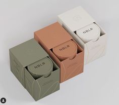 four boxes with different types of items in them