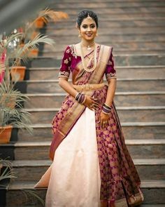 Bridal Saree Draping, Draping Saree, Plain Lehenga, Sari Lehenga, Lehenga Style Saree, Simple Saree Designs