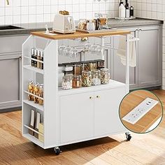 a kitchen cart with spices and condiments on it