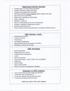 classroom collective • Dealing with Oppositional Defiant Disorder (ODD) Odd Disorder Parenting Tips, Odd Disorder Management, Strategies For Odd Students, Proactive Behavior Strategies, Odd Disorder Parenting, Oppositional Defiant Disorder Worksheets, Defiant Behavior Interventions, Odd Disorder, Oppositional Defiant Disorder Strategies