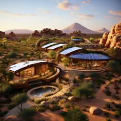 this is an artist's rendering of a futuristic house in the middle of desert