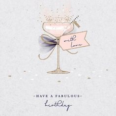 a card with an image of a martini glass and the words, have a fabulous little life